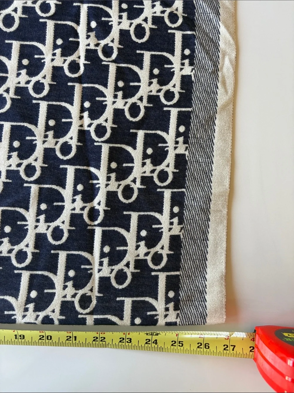Dior Navy & Cream Repeat Logo Scarf/Pashimina